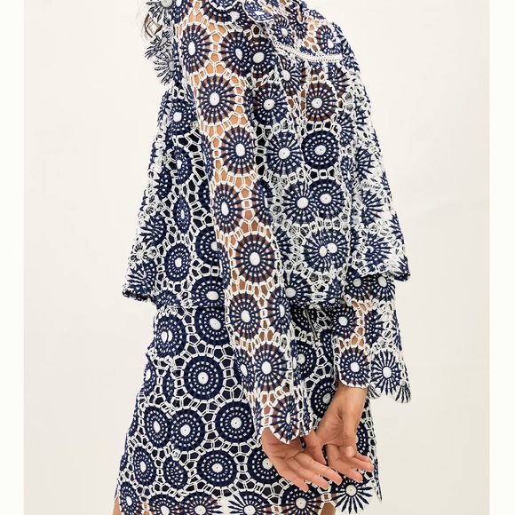 Anthropologie En Saison  embroidered long sleeve crochet set. Per - Picture 2 of 8
